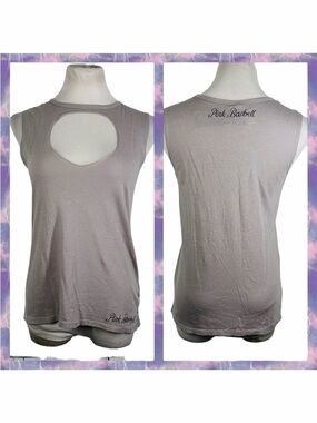 NWT Miami Style Pink Barbell Light Gray Choker Tank - Size Medium